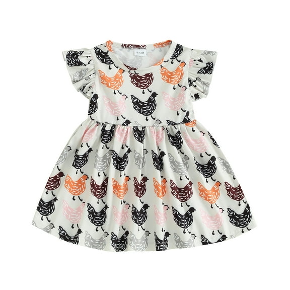 Bagilaanoe Toddler Baby Girl Summer Dress Flying Sleeve A-line Dresses 6M 12M 18M 24M 3T 4T Kids Casual Swing Sundress