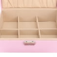 thumbnail image 3 of M Buder Double Layer Jewelry Box Soft PU Leather Organizer with Lock Pink 9.1 inches / 23.1 cm, 3 of 9