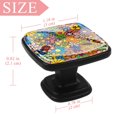 thumbnail image 3 of 4 Pcs Square Cabinet Handle Cupboard Knob Drawer Pulls Handle Hippie Flowers Drawer Knobs with Screws Furniture Decoration, 3 of 5