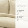 thumbnail image 6 of Lush Decor Haniya Solid Waffle Woven Textured Cotton Comforter Set, 3 Piece Set, King, Neutral - Waffle Weave Comforter - Soft Beige Bedding Set - Minimalist, Modern & Farmhouse Bedroom Decor, 6 of 9