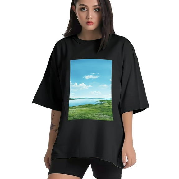 Plus Size Shirt for Women Black Tops for Women Short Sleeves Shirt for Women Grassland3 T Shirt Crewneck Shirt for Women XS