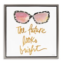 Stupell Industries Future Looks Bright Beauty & Fashion Painting Gray Floater Framed Art Print Wall Art, 25 x 25