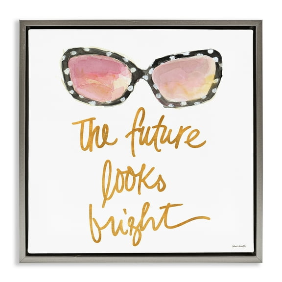 Stupell Industries Future Looks Bright Beauty & Fashion Painting Gray Floater Framed Art Print Wall Art, 25 x 25