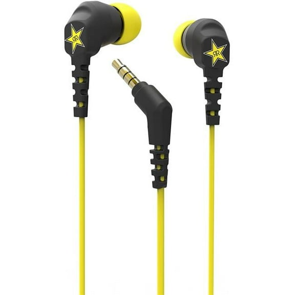 Rockstar ThudBuds Noise Isolation Earbuds with 4 ft. Cable & 3.5 mm Connector - Black & Yellow
