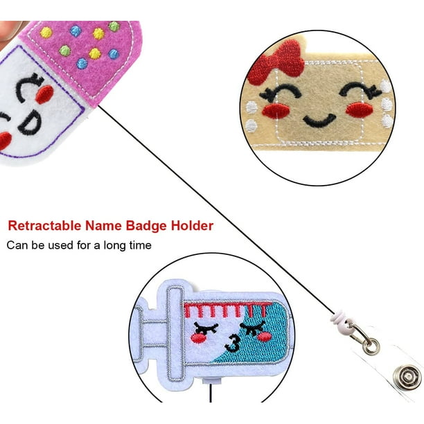 Custom Key Rings Felt Plastic Retractable Medical Nurse ID Badge