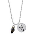 thumbnail image 1 of Delight Jewelry Two-tone Drop with Black Crystal Silvertone Script Initial Disc - G - Charm Necklace, 20"+3", 1 of 4