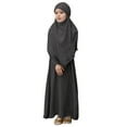 thumbnail image 1 of Wdgfv Robe de Prière pour Fille Musulmane Ramadan Vêtement Abaya Dubaï Islam Jilbeb Longue Robe Gris Foncé 9-10 Ans, 1 of 4