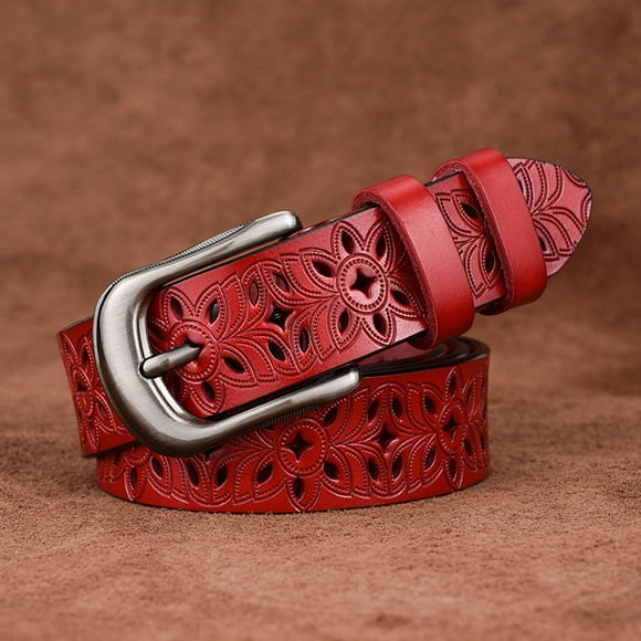 Women's Genuine Leather Belts Female Fashion Hollow Belt Vintage Waistband