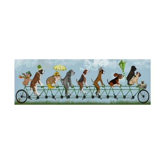 Trademark Fine Art Fab Funky Mutley Crew on Tandem Canvas Wall Art - 6x19