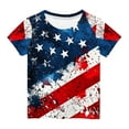 thumbnail image 4 of ZACPNCV Shirts for Kids Girls Summer Crewneck USA Flag Graphic Short Sleeve Casual Tee Blouses Independence Day Clothes Blue 7-8 Years, 4 of 6