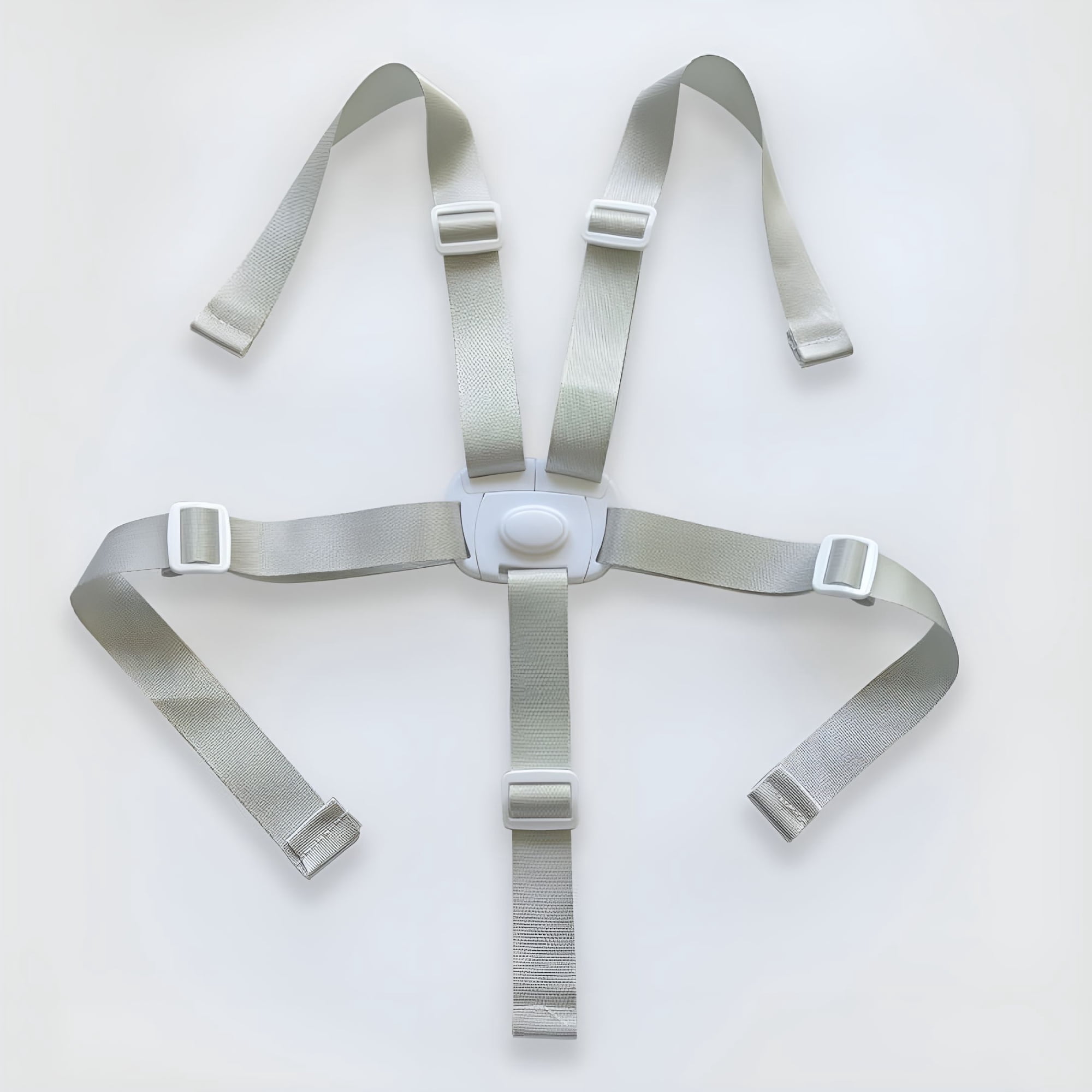 AUQ Baby Chair Safety Harness with Adjustable Straps, 5-Point Replacement Belt for High Chairs, Strollers, and Infant Dining Seats, Universal Toddler Safety Restraint, White