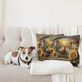 thumbnail image 4 of Ambesonne Rustic Throw Pillow Cover 2 Pack, Sunset Rooster Sunflowers, 16", Earth Yellow and Caramel, 4 of 7