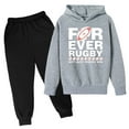 thumbnail image 1 of Hiiyo Big Boys Outfits Rugby Letter Print Long Sleeve Hoodie Sweatpants Sweatsuits, 1 of 3