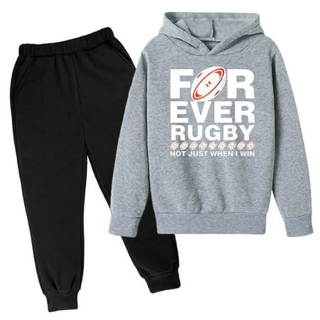 

Youmylove Kids Hooded Football Personality Letter Printed Hoodies Pants Children Casual Fashion Trend American Football Fans Sports Rugby Activity Gift Stylish Streetwear
