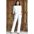 thumbnail image 3 of KOH KOH Long Pants Formal Cocktail Evening One Piece Fall Pockets Dressy Jumpsuit Romper Suit Casual Outfit Playsuit Tall 3/4 Short Sleeve For Women Ivory White XX-Large US 18-20 NT118, 3 of 7
