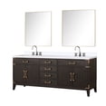 thumbnail image 2 of Laurel 80 in W Brown Oak Double Vanity, Cultured Marble Top, Faucet Set, & 36 in Mirrors, 2 of 6