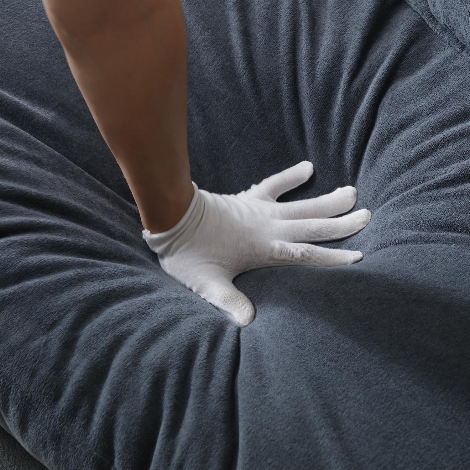 Demi Bonn 149" Cloud Sectional Sofa with L-Shape Chaise, Modern Deep Seat Modular Couch, Velvet Upholstered for Living Room or Bedroom, No Assembly Needed, Gray