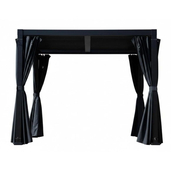 F. Corriveau International Mélia Ensemble Rideau de Pergola 10 Pieds x 10 Pieds et Moustiquaire – Polyester Extérieur, Noir