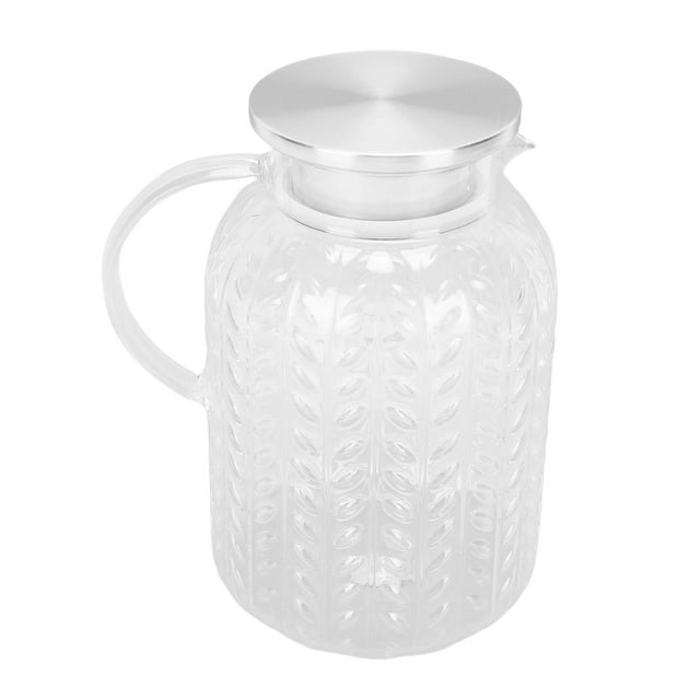 Jarra Jarra De Agua Transparente Con Tapa Y Asa Jarra De Té Helado Con Patrón De Hoja A Prueba De Calor Acrílica De 1,8 L Para Bebidas De Café