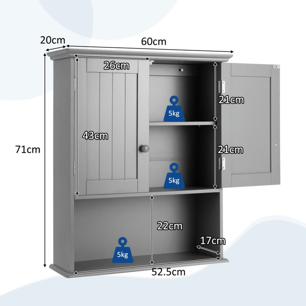 Finihen Bathroom Wall Cabinet, Wall Mounted Bathroom Cabinet, Medicine Cabinet, Wall Mount Bathroom Storage Cabinet, for Kitchen Entryway Bathroom, Gray Finihen Bathroom Wall Cabinet, Wall Mounted Bathroom Cabinet, Medicine Cabinet, Wall Mount Bathroom Storage Cabinet, for Kitchen Entryway Bathroom, Gray