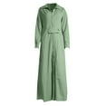thumbnail image 5 of Vestido liso de mujer con cinturón, manga larga y escote en V profundo, poliéster y spandex, estilo informal y elegante, tallas S-XXXL, 5 of 5
