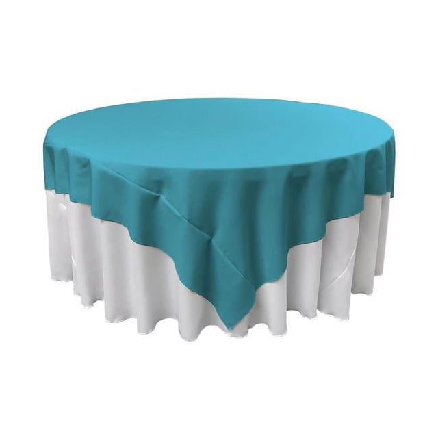 LA Linen TCpop72x72-TurquoiseDrkP52 Nappe Carrée en Polyester Popeline, Turquoise Foncé - 72 x 72 Po.