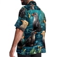 thumbnail image 3 of Platypus Men's Short Sleeve Hawaiian Beach Shirts, Casual Printed Button Down Spread Collar Tops, Summer Unisex Style, 3 of 6
