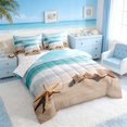 thumbnail image 2 of Manfei Beach Wave Seashell Starfish Twin Bedding Sets for Kids Boys and Girls, Coastal Ocean Print Bedding Comforter Set, Reversible 7-Piece, 2 of 6