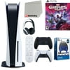 Sony Playstation 5 Disc Version (Sony PS5 Disc) with Midnight Black Extra Controller, Headset, Media Remote, Guardians of the Galaxy, Accessory Starter Kit and Microfiber Cleaning Cloth Bundle