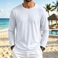 thumbnail image 2 of SeCaotees Contrast Trim Crew Neck Long Sleeve Tops for Men Soft Breathable Knit Fabric Loose Fit Daily Casual Pullover Shirts White,XXXXL, 2 of 6