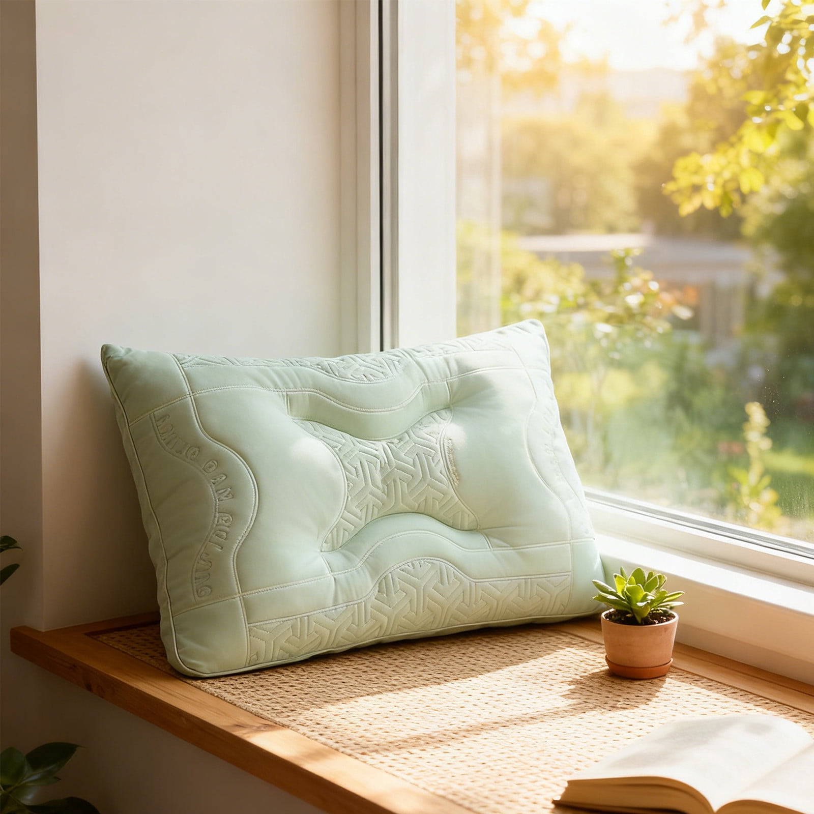 74x48cm Class A Latex Neck Support Pillow - Baby-Grade Cooling Silk Pillow for Home & Hotel Sleep Comfort
