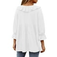 thumbnail image 4 of Women Plus Size Shirt Lace-up Top Ruffle Blouse Short Sleeve Tshirt Loose Flowy Tee Summer Outfit, 4 of 6