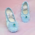 thumbnail image 2 of Xfvqtps Ballet Shoes for Girls Soft Sole Non Slip Cross Elastic Straps Mesh Glitter Rhinestone Canvas Dance Shoes for Gymnastics Performance Blue, 2 of 4