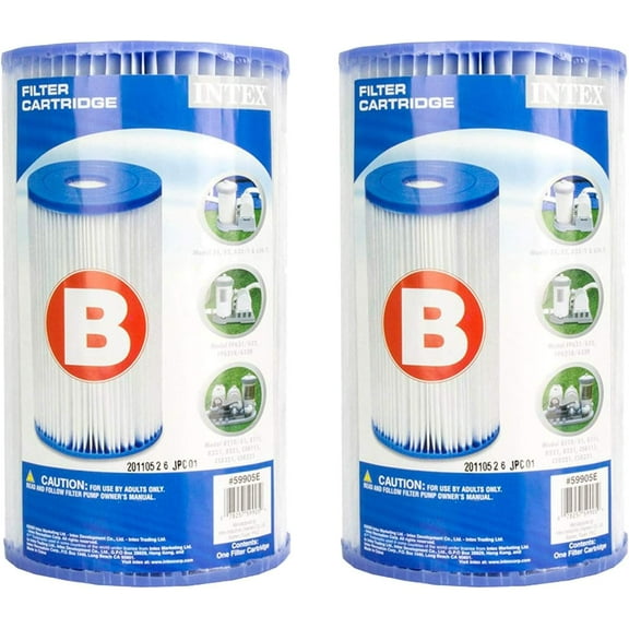 29005E Easy Set Swimming Pool Type B Replacement Easy Clean Dacron Material Filter Pump Cartridge, (2 Pack)