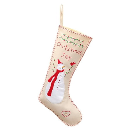 

Yilirongyumm Christmas Decorations Old Embroidery Christmas Creative Linen Socks Snowman Socks Pendant Home Decor