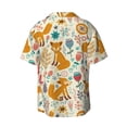 thumbnail image 6 of Lsque Whimsical Fox Floral Garden print Men's Cuban Collar Short Sleeve Shirt Summer Beachwear Casual Button Down Fashionable Vacation Leisure Shirt-4X-Large, 6 of 7
