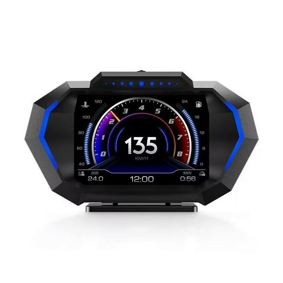 P24 Car OBD2 GPS Dual System HUD Head Up Display Digital Speedometer,Slope Meter Accelerometer Ambient Light RPM Water Temperature Overspeed Alarm for Most Vehicles After 2008