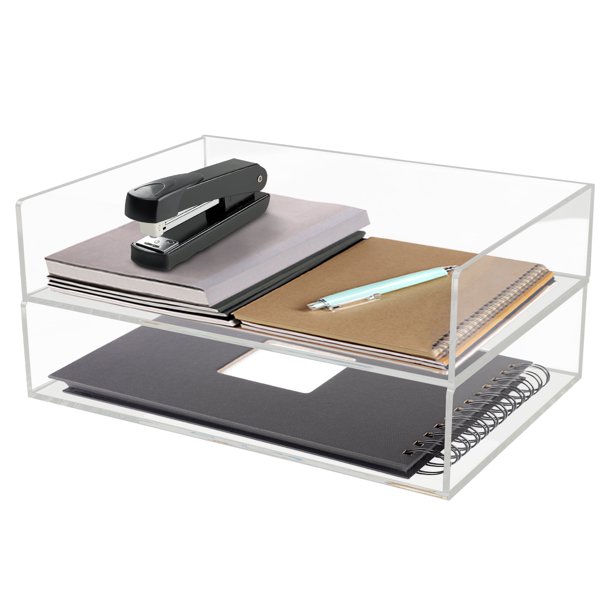 Loyalheartdy 2Pack Acrylic Stackable Letter Tray Desk Organizer