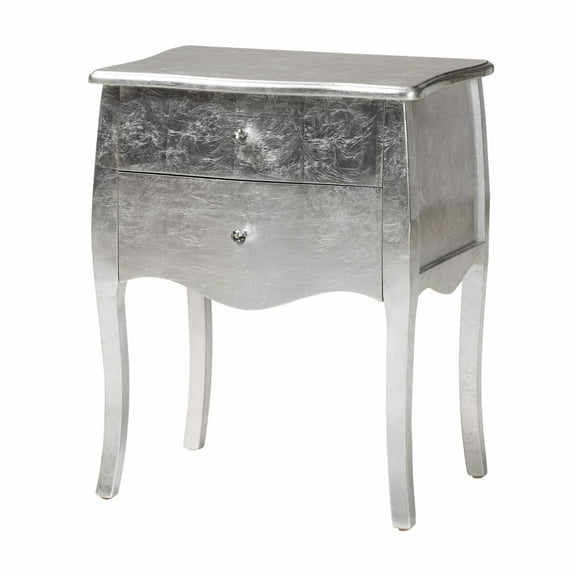 Saltoro Sherpi Baxton Studio Patrice Classic and Traditional Silver Finished Wood 2-Drawer Nightstand