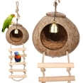 thumbnail image 1 of Nido de pájaro de cáscara de coco, cama de cría, nido y mordedura antipicoteo con fibra de coco natural, juguete para loros, periquitos, cacatúas, cot, 1 of 6