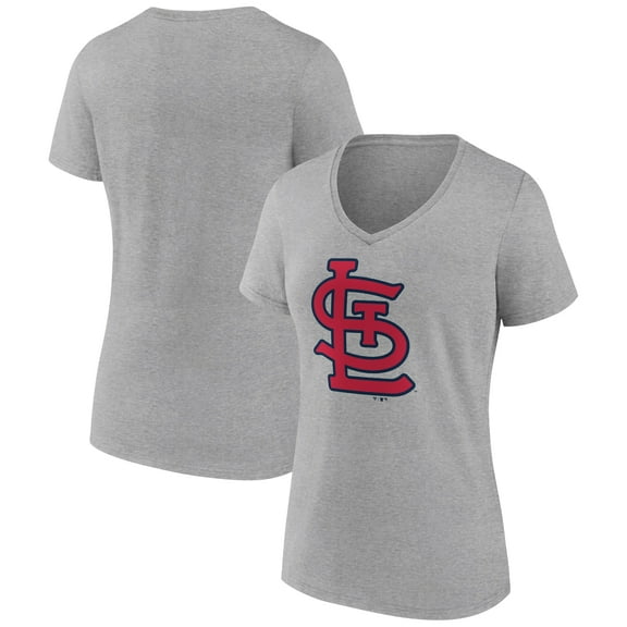 Women's Gray St. Louis Cardinals Official Logo V-Neck T-Shirt