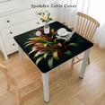 thumbnail image 2 of Reusable Table Cloth Round Fitted Vinyl Tablecloth with Elastic Edged for Party Outdoors, Red Flowers and Green Leaves, 2 of 7