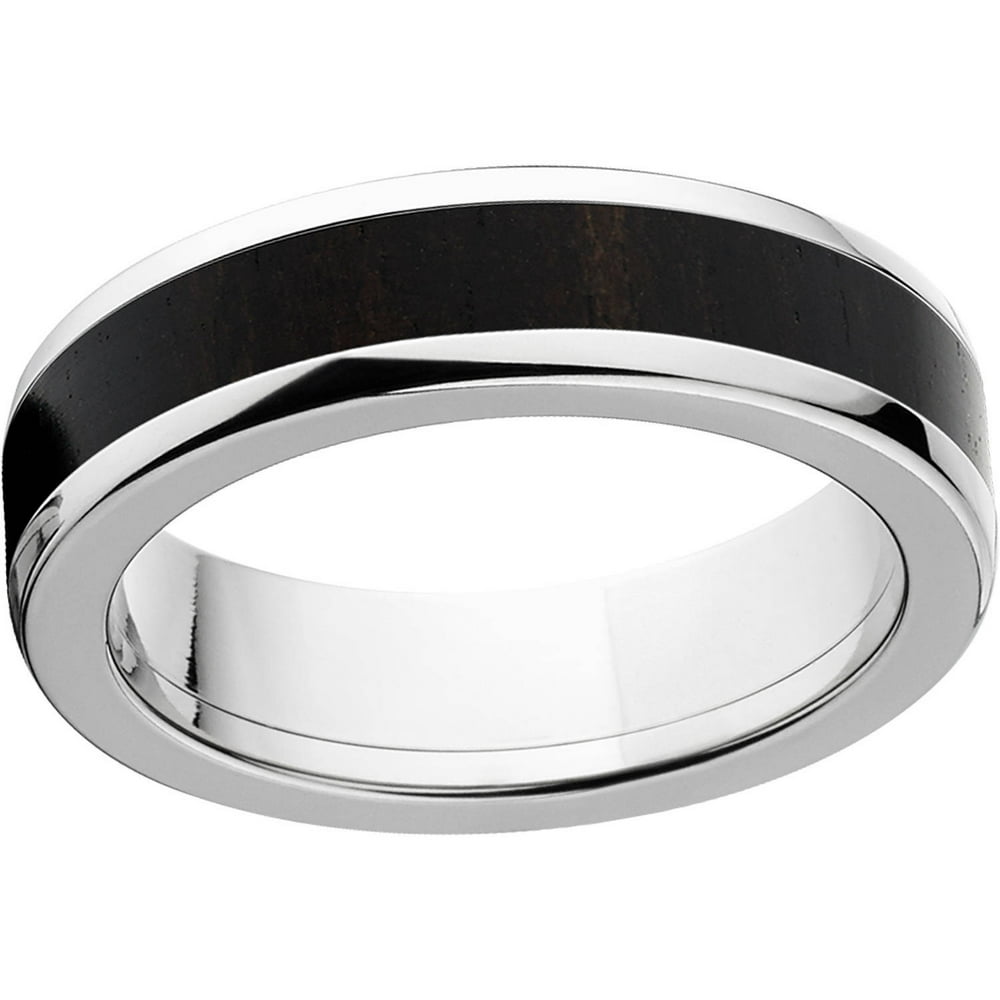 ONLINE Men's 6mm African Blackwood Exotic Wood Stainless Steel Band