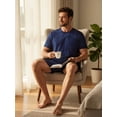 thumbnail image 2 of GIRUNS Men's Pajama Set Lightweight Sleepwear Short Sleeve and Shorts with Pockets Navy Blue L, 2 of 6