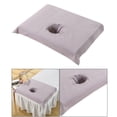 thumbnail image 5 of Milaget 2pcs Coton Massage Feuille de Table Face Trou Serviette Tissu Bleu Gris Neige, 5 of 5