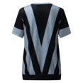 thumbnail image 5 of DondPO T-Shirts pour Femmes Manches Courtes Chemises Femmes Patchwork Coloré Rayé Fermeture Éclair Manches Courtes Blouse Décontractée T-Shirts Hauts d'Été pour Femmes Gris S, 5 of 5