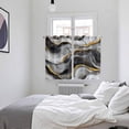 thumbnail image 4 of Marble Black Grey Kitchen Curtains 63 Inch Length, Modern Fake Stone Gold Foil Wavy Grommet Top Bedroom Living Room Curtains, Light Filtering Cafe Curtain Drapes 2 Panels Set 104''x63'', 4 of 9