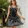 thumbnail image 7 of Black Paisley Bandana Pattern Women's Tank Dress V Neck Sleeveless Summer Sundress, 7 of 7