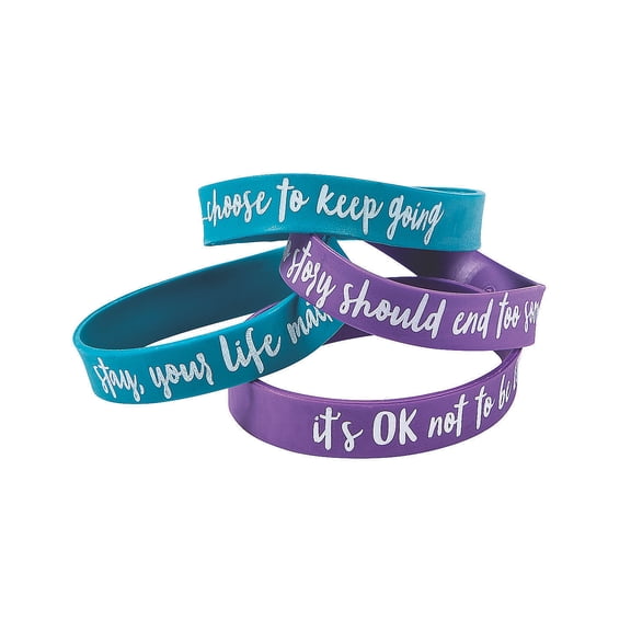Suicide Awareness Rubber Bracelets, Jewelry, Party Supplies, 24 Pieces