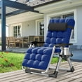 thumbnail image 3 of NAIZEA Outdoor Zero-Gravity Lounger Chair, Oversized XL Foldable Recliner with Cushion, Headrest, Cup Holder, Blue, 3 of 9
